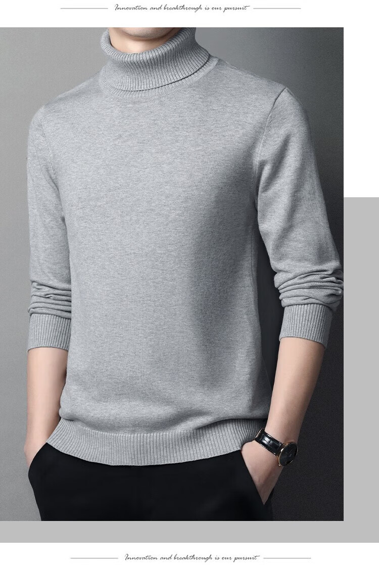 MULINSEN Men's Turtleneck Sweater Autumn Winter Warm Pure Cotton New Year Base Knitwear Wine Red XL 5