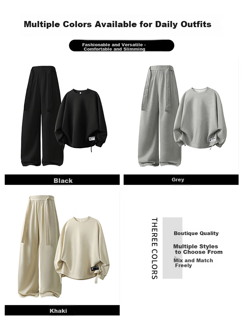 :CHOCOOLATE IT Casual Hoodie Set Men's Two-Piece Trendy Loose Top and Sweatpants Full Outfit Gray 5XL 5