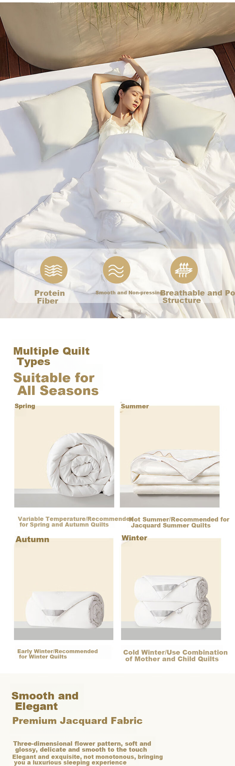 Wangyiyanxuan Silk Comforter, Mother-Daughter Comforter Core, Class A 100% Natural Silk, Antibacterial Large Jacquard Two-In Comforter, 1750g, 2*2.3m 3
