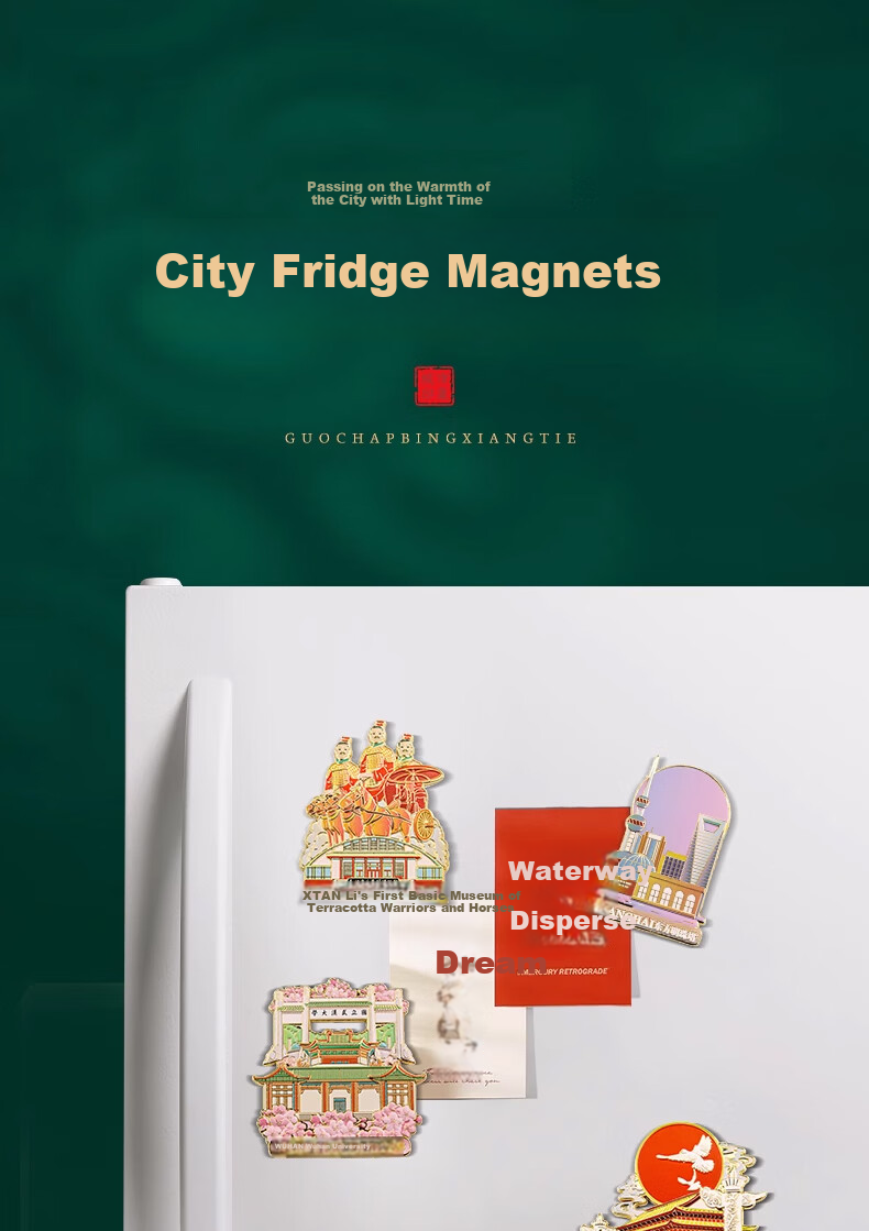 Xiaodiaojiang Tian'anmen Refrigerator Magnet Sticker, Chinese Style Beijing Forbidden City Museum Cultural And Creative Tourism Landmark Souvenir Gift for Students' Day, National Day Gift for Teachers 1