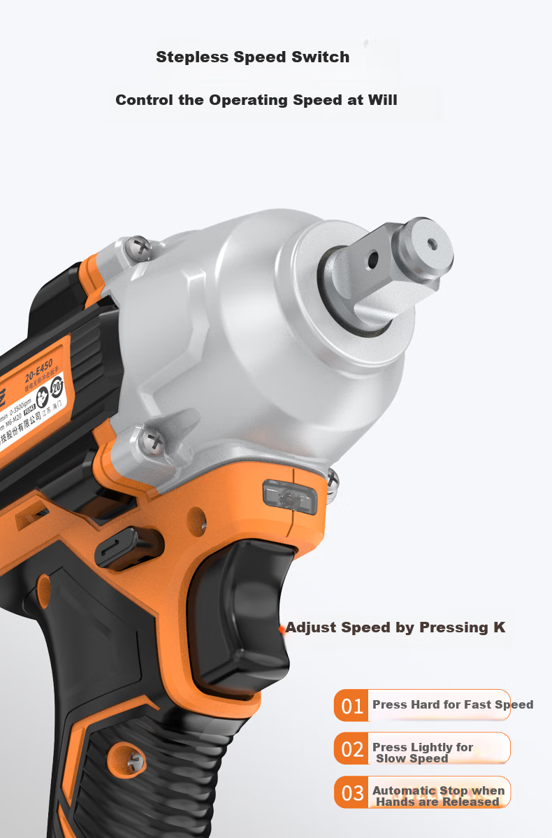 Dayi Electric Wrench, High Torque, 6.0Ah Lithium Battery, Brushless Impact Wrench, Rechargeable Pneumatic Impact Tool, E450-6D 5