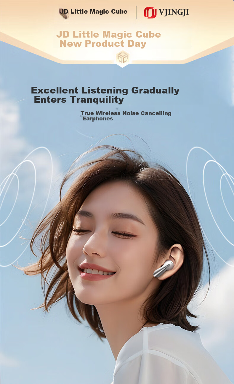 Jingji Ultra-Long Battery Life Sports Running Fitness Sweat-Resistant Comfortable Long-Wear Non-Painful Open-Air AI Calling Noise-Cancelling Bluetooth Headphones, 2026 New Model Compatible with Apple Huawei Xiaomi 3