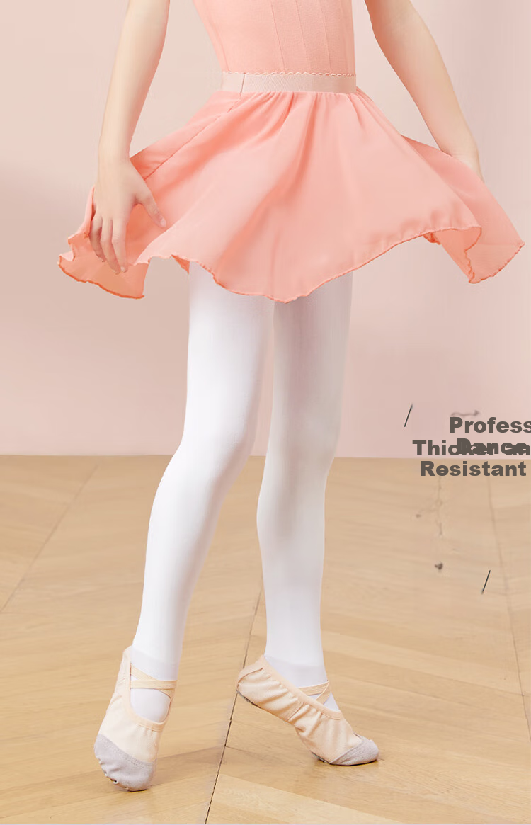 Aiwuge Dance Socks for Children, Girls' Autumn And Winter Medium-Thick Tights, White Leggings, Dance Exam Practice Socks, Size M 1