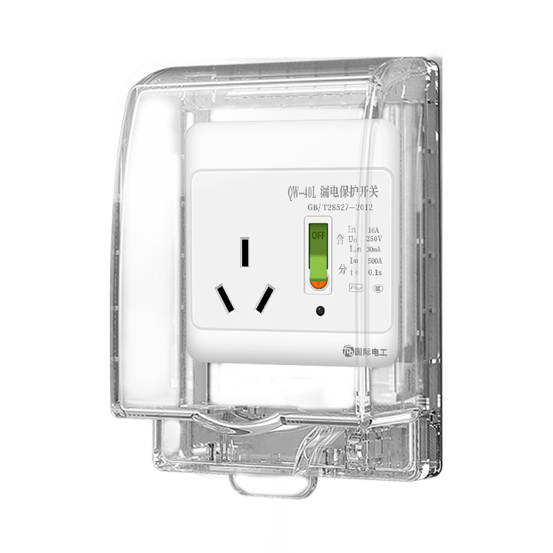 FDD Air Conditioner Water Heater Leakage Protection Switch, Household Leakage Protection Circuit Breaker Panel, 86-Type with Socket, Three-Hole Concealed Installation, 16A with Waterproof Box