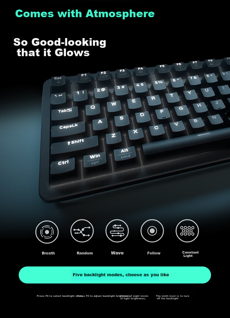 Logitech Lingyan Series K848 Wired Keyboard, Mechanical Keyboard, Customizable Keyboard, Office Keyboard, K845 Upgraded Version, Black, 97 Keys 7