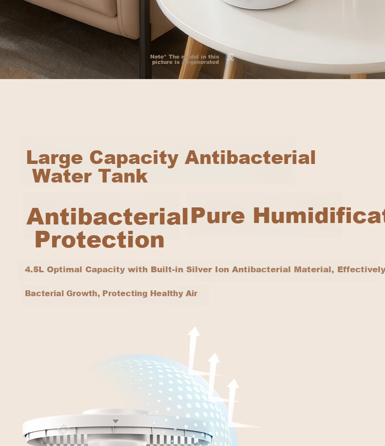 Deli Air Humidifier for Home Bedroom, High Mist Output Water Replenisher, Dorm Quiet UV-C Sterilizing Spray Device, Office Desk Nebulizer, Birthday And Holiday Gift 9