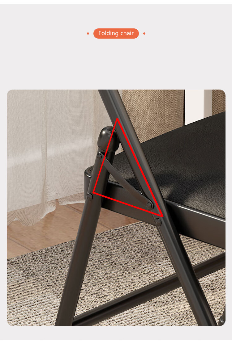 Annafu Simple Folding Chair Conference Chair Backrest Chair Computer Chair Office Chair Portable Dorm Chair ZY31 Black Frame Black Leather 6