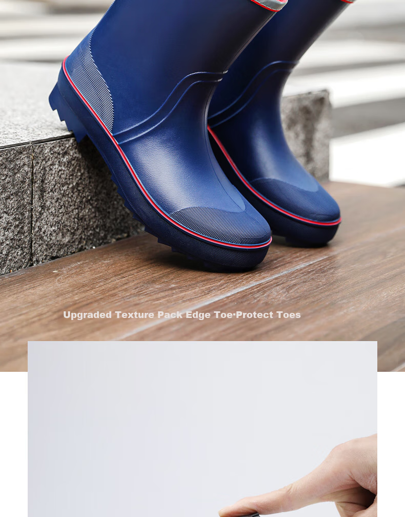 Lanoudun Rain Boots for Men, Tall Waterproof Shoes, Outdoor Non-Slip Rubber Shoes, Wear-Resistant Rain Boots, Overshoes YX1010 Size 42 9