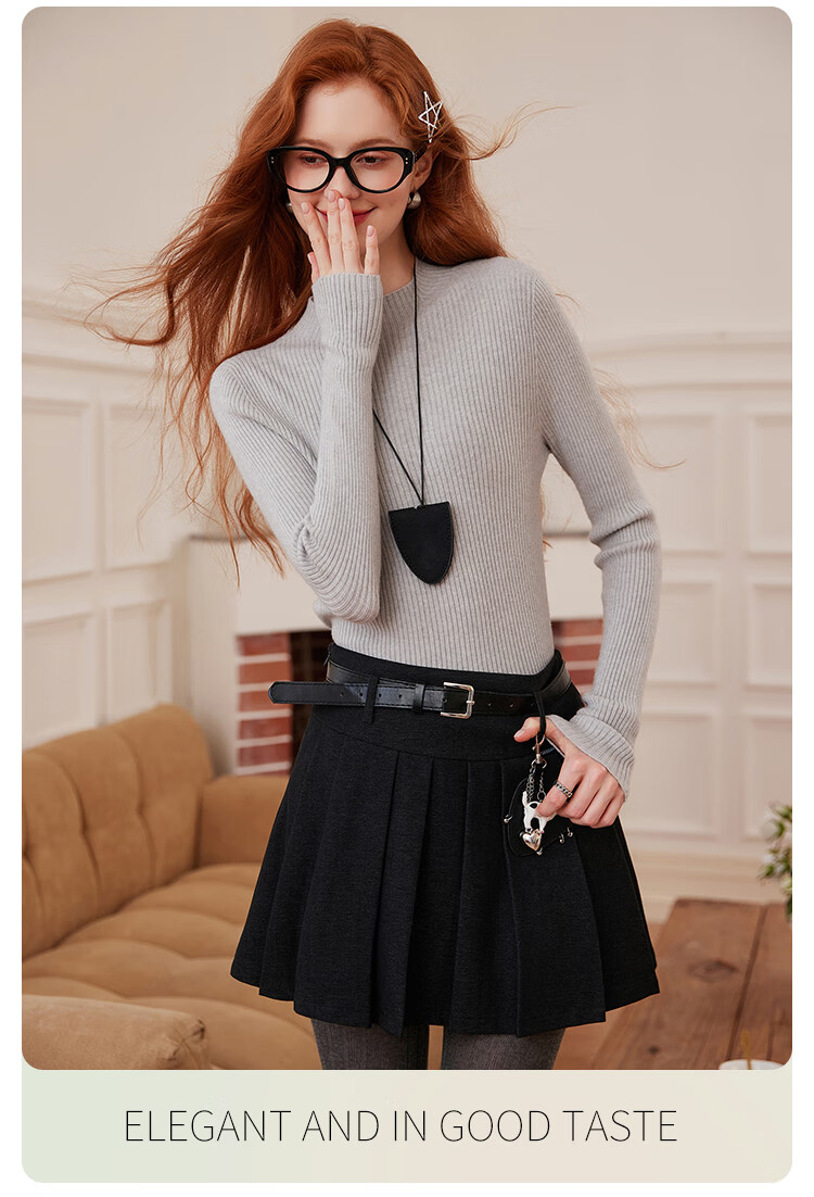 Bailuyu Simple Half Turtleneck Ribbed Knit Sweater 25 Autumn Winter New Wool Soft Sweater Women Dark Gray M 6