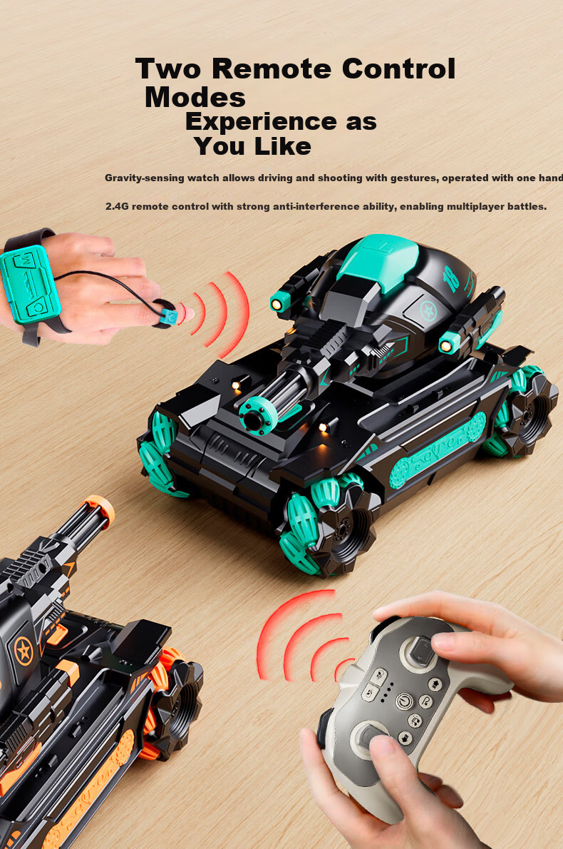 Xingyayoupin Children's Toy, Remote Control Car Tank Water Bomb Vehicle, Four-Wheel Drive Stunt Racing Car, Birthday Gift for Boys Aged 3-6 6