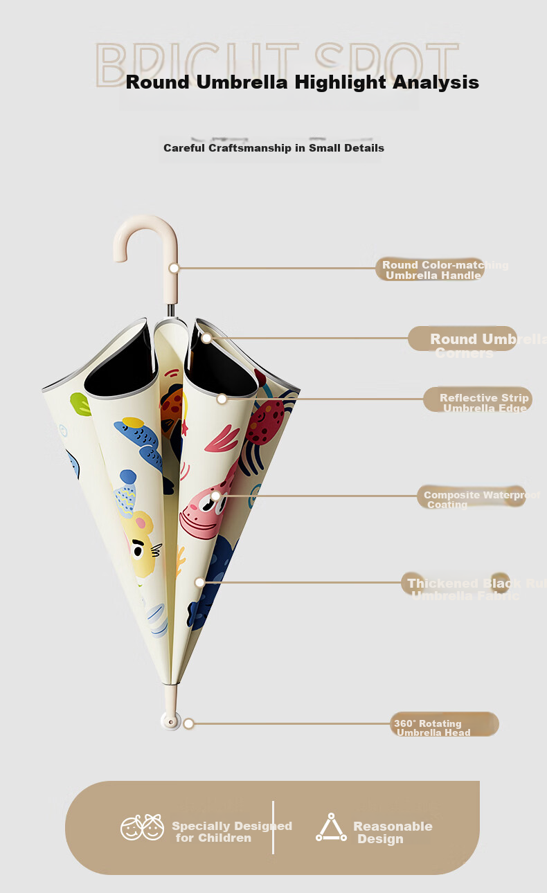 Qimaimai Children's Umbrella, Safe Rounded Sunshade, Sun Protection Umbrella, Kindergarten Elementary School Boys And Girls Umbrella 3