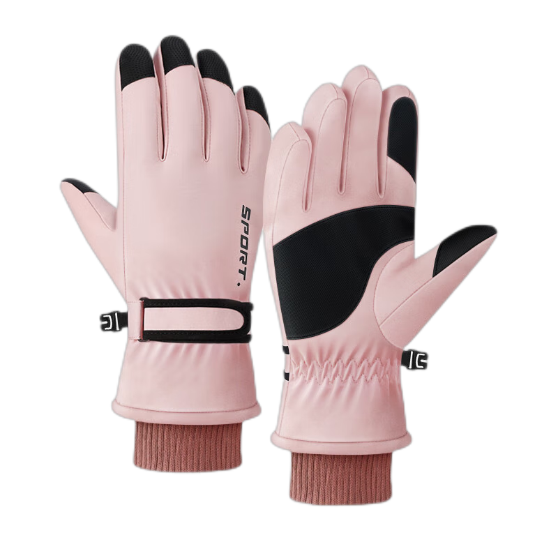 Jian Cai Ski Gloves Men Autumn Winter Fleece Thickened Water-Repellent Touchscreen Outdoor Sports Cold-Resistant Warm Cotton Gloves Women
