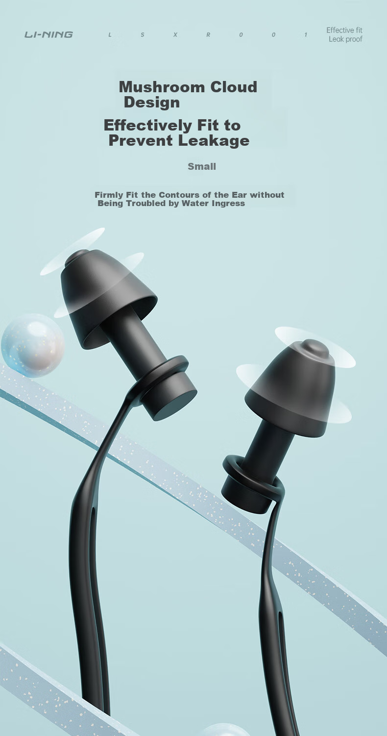 Li-Ning Professional Swimming Earplugs And Nose Clips, Soft And Comfortable, Medium Waterproof, for Otitis Externa, Bathing And Swimming Gear, 0014 Dark Gray Blue 4