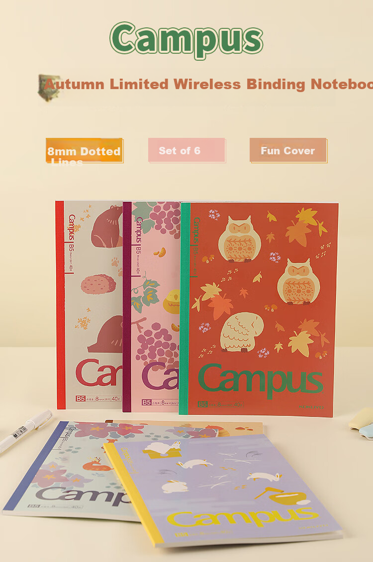 KOKUYO Peppa Pig Collaboration Series Wirebound Notebook Writing Glue Binding Soft Copybook A5/40 Pages/dotted Line/4 Books WSG-NB7MA54 1