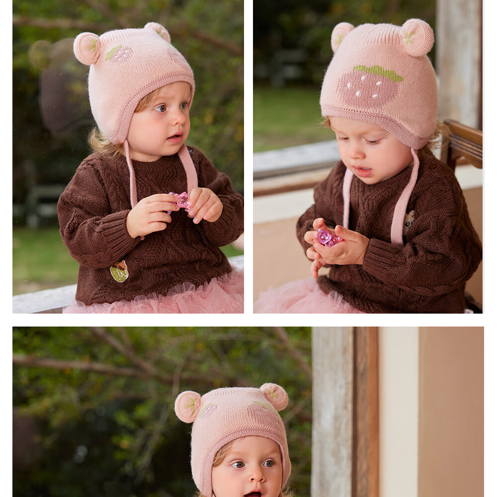 Beitais Baby Hat Autumn Winter Infant Boys Girls Wool Knit Warm Windproof Thickened Ear Protection Cap 25