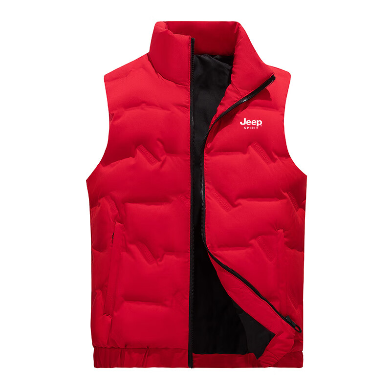 JEEP SPIRIT Men's Cotton Vest Autumn Winter Large Size Stand Collar Casual Warm Sleeveless Jacket Black L 7