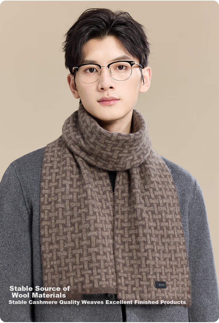 JIUMU 100% Cashmere Scarf for Men, Autumn And Winter Warm Neck Warmer, Gift for Men Or Fathers, National Day Birthday Present, Gift Box Packaging 4