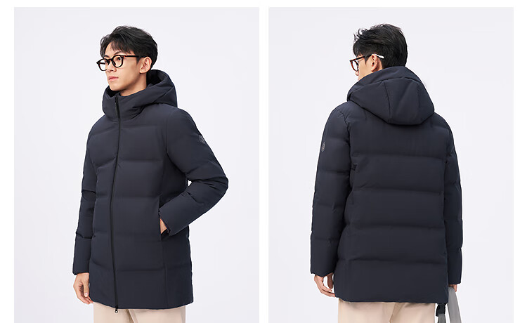 BOSIDENG 25 Years Unisex Couple's Winter 90% Down Thickened Hooded Loose Mid-Length Casual Jacket Gift 3