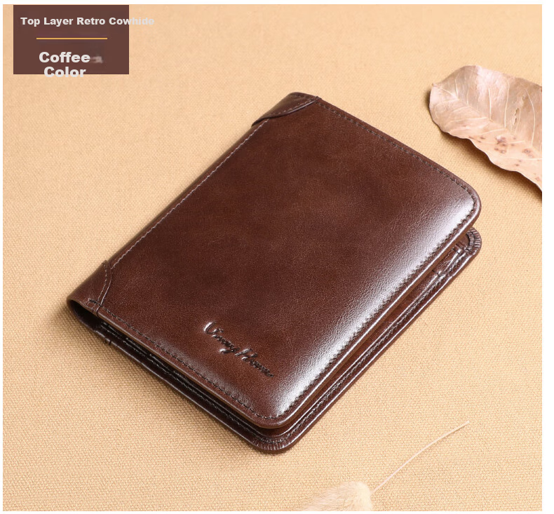 Viney Men's High-End Brand Wallet, Short Card Holder, ID Holder, Light Luxury Birthday Gift for Boyfriend, Husband, Father, Or Dad 12