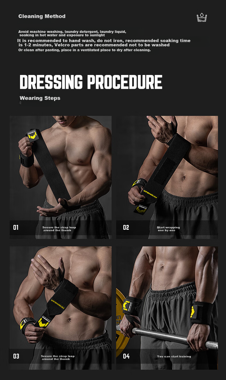 FITTER GEAR Fitness Wrist Support for Men, Bench Press Wrist Guard, Weightlifting Strength Training Anti-Sprain Sports Bandage, Black, One Pair 9