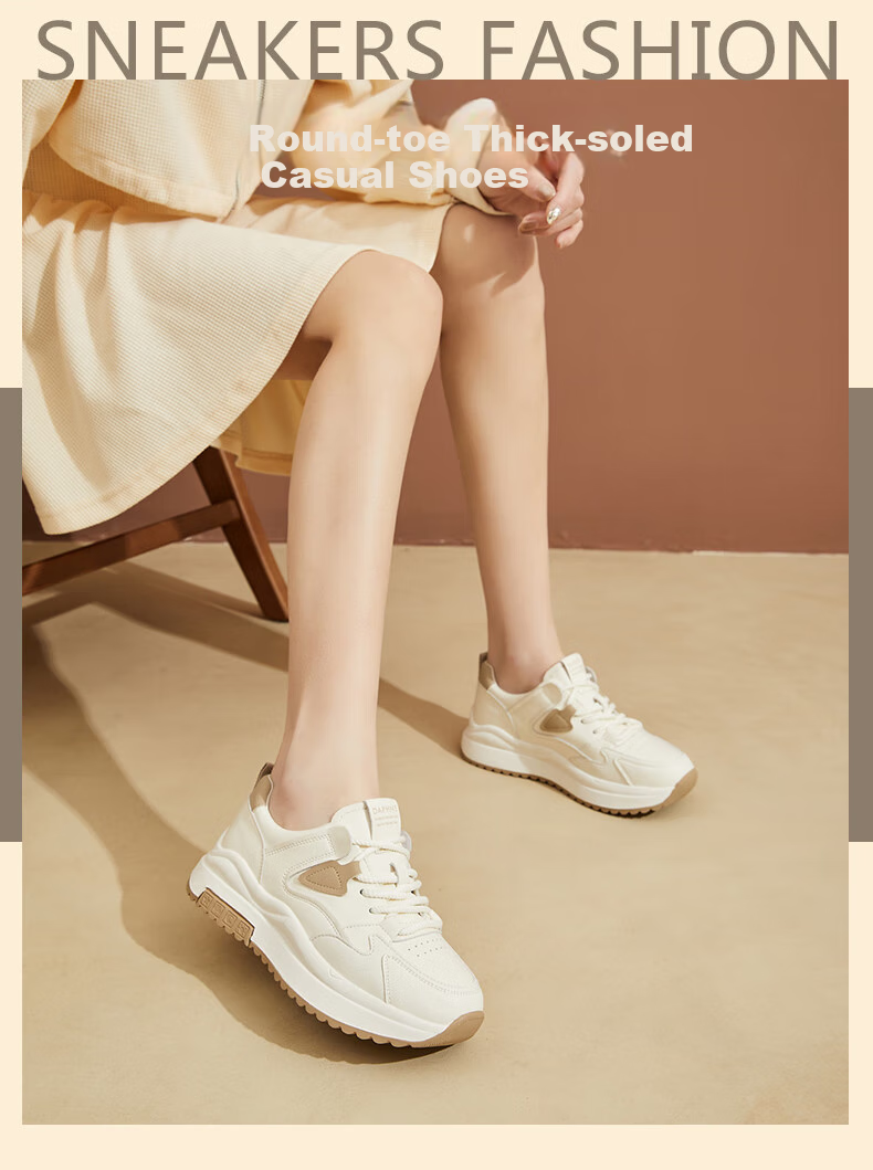 DAPHNE Women's Casual Sneakers, Thick-Soled Trendy Lightweight Comfortable Dad Shoes for Travel And Running, Beige Green, Size 40 1