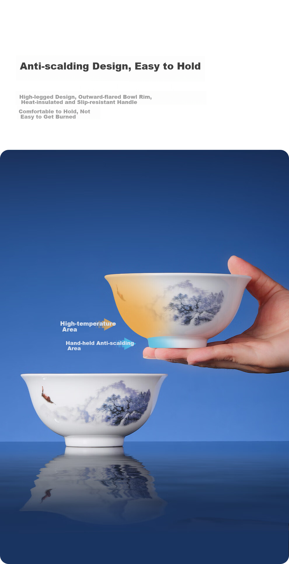 Jdz Ceramic Tableware Set, Chinese-Style Distant Mountain Design, White Porcelain Bowls And Plates Set, High-Quality Housewarming And Wedding Gift Box 4