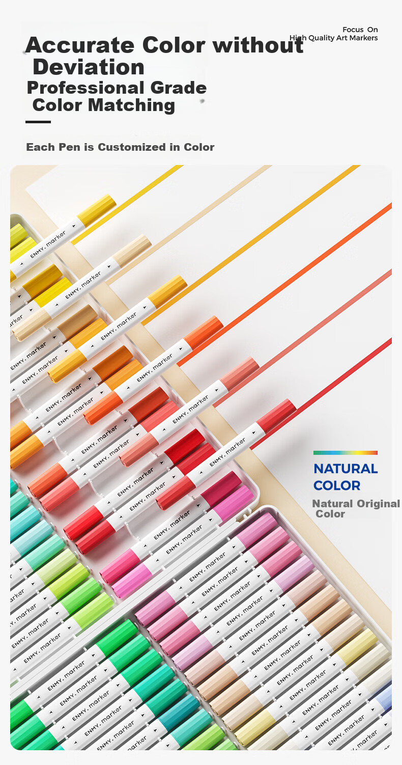 Enmi Enmy 24-Color Double-Ended Acrylic Markers, Watercolor Pens, Kindergarten Children Elementary School Students Drawing Brushes, Art Education Washable Fluorescent Pens, Marker Pens 3