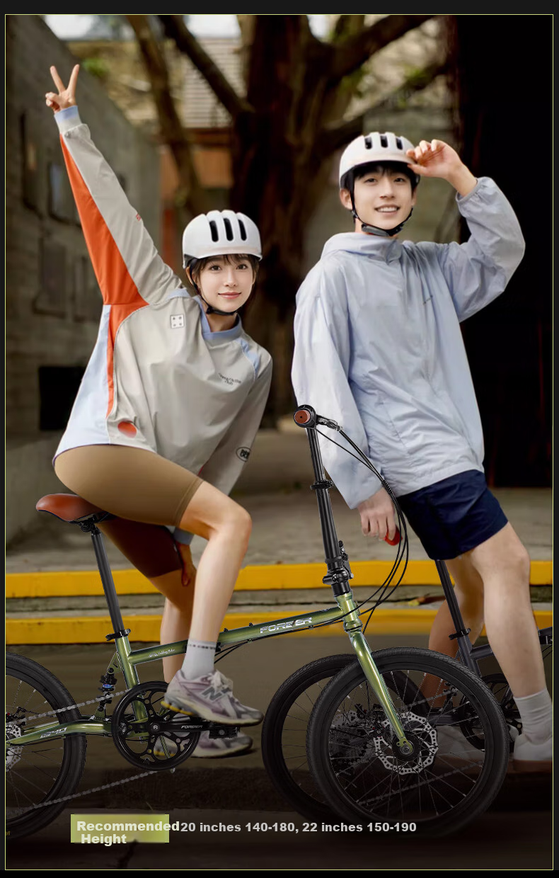 FOREVER Folding Soft Tail Shock-Absorbing Bicycle with 7-Speed, 22-Inch, for Men And Women, Adult City Scooter, Student Bike, Gree 2