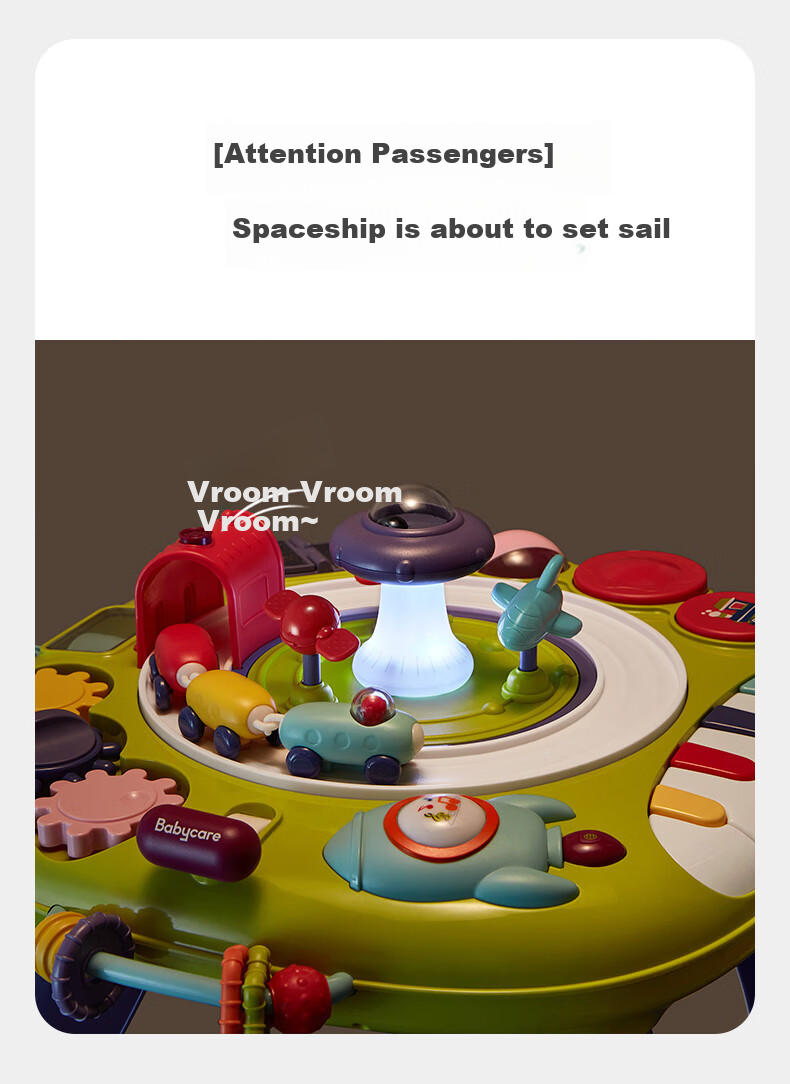 Babycare Learning Table, Children's Multifunctional Baby Toy, Multilingual Game Table with Dual-Sided Design, Cyan Gree 8