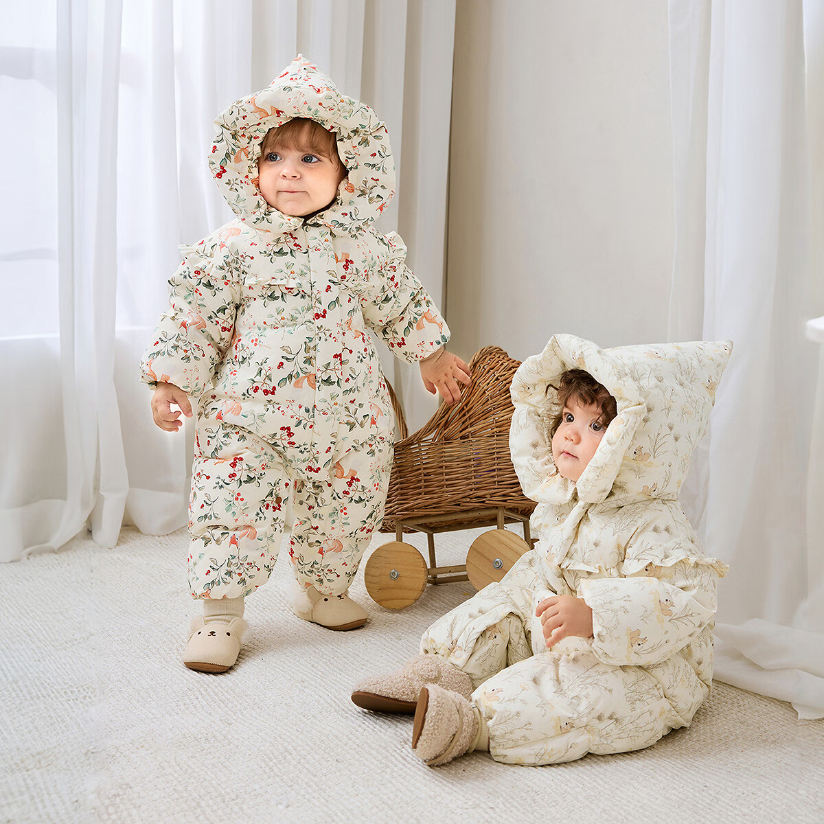 Minibala Girls' Three-Proof Down Jumpsuit Baby Infant Goose Down Romper 2025 Winter