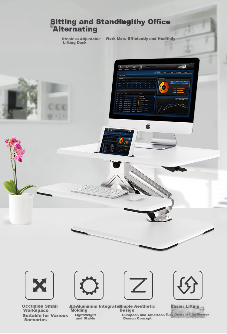 ECOLUS Height Adjustable Desk, Computer Desk, Standing Desk with Riser, Standing Workstation, Keyboard Tray, LST10BK 2