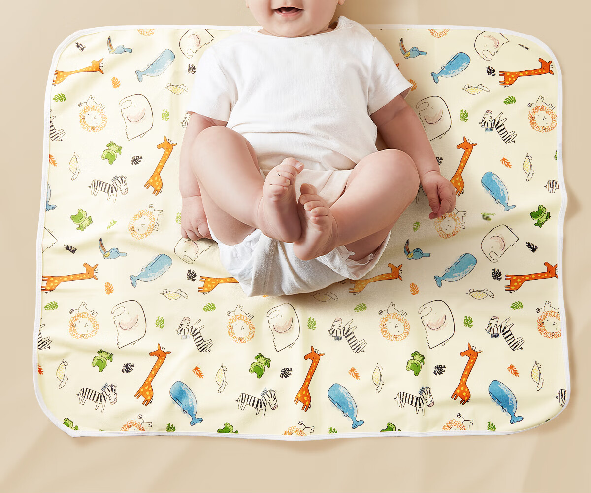 Mianzhirun Baby Diaper Pad, Waterproof, Washable, Breathable, Anti-Leak Water Bed Cover for Infants, 80*100cm Zoo Style 2
