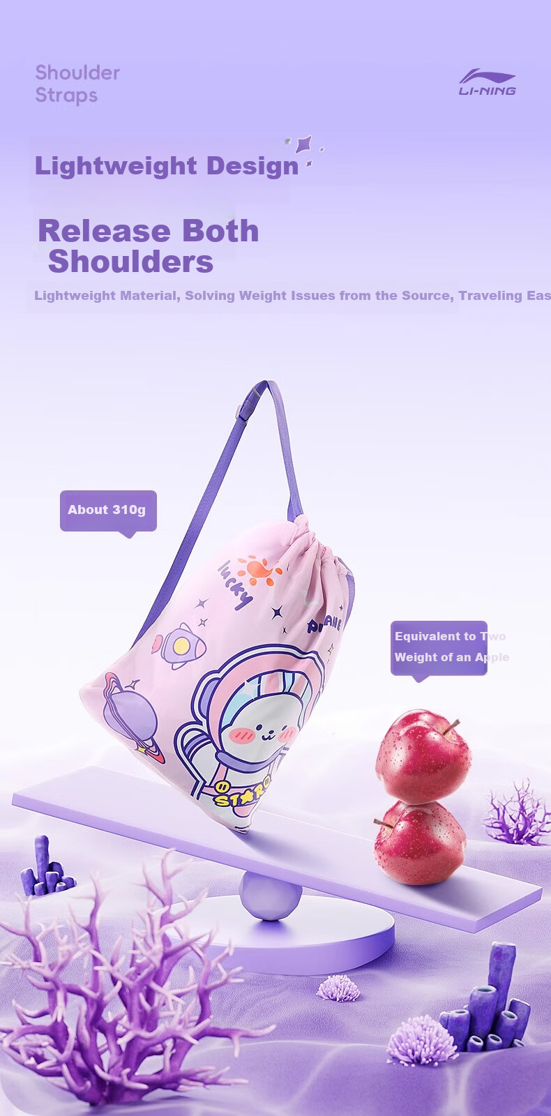 Li-Ning Children's Swimming Storage Bag, Boys And Girls Wet-Dry Separation Waterproof Backpack, Double Shoulder Swimwear Equipment Large Capacity Sports Bag 2