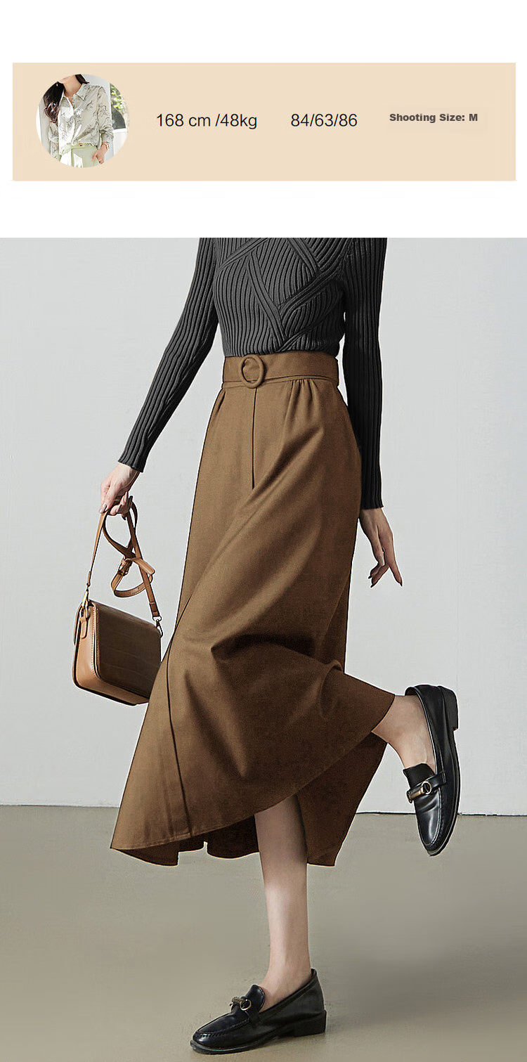 Dme [TR Commuter A-Style Midi Skirt] Spring And Autumn Elastic Waist Band Midi Skirt for Wome 4