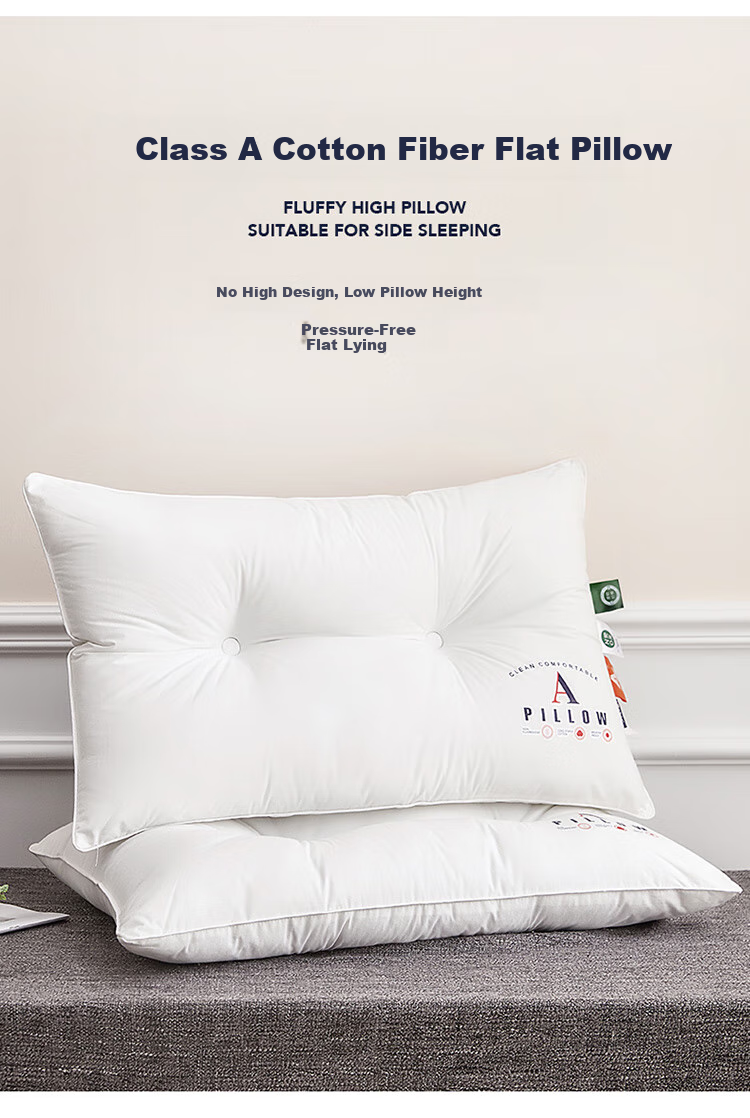 Dohia Home Textile Pillow, Class A Pure Cotton Hotel-Style Pillow Core, Adult Cervical Pillow, Low Pillow, 74*48cm Single Pack 1