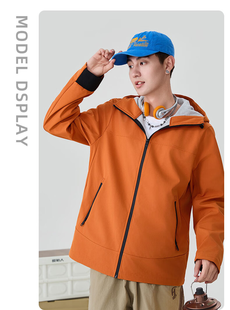 Baleno S&K Series Men's Winter Fleece-Lined Outdoor Sports Jacket Windproof Warm Water-Repellent Hooded Coat Autumn Winter 3