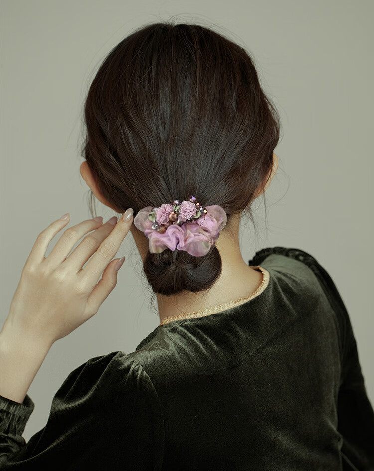 Xiangwan Elastic Hair Tie Scrunchie Mesh Flower Hair Band High Elasticity Hair Rope Birthday Gift for Women 6
