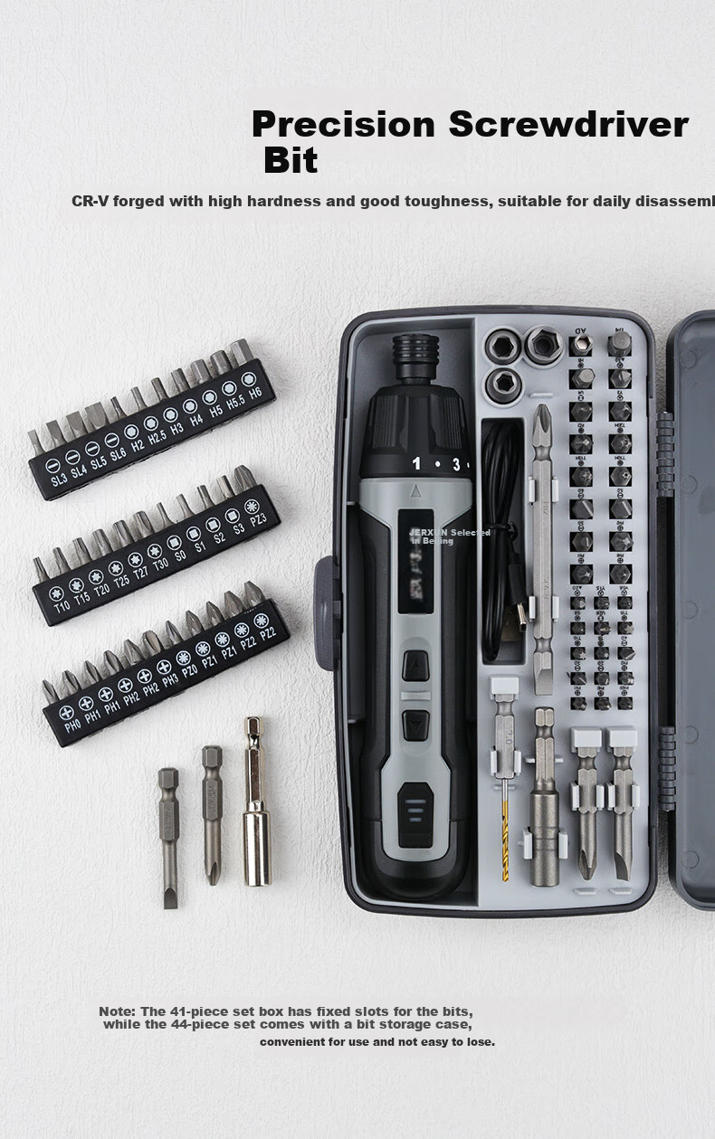 JERXUN Electric Screwdriver, Rechargeable Driver, Mini Electric Drill, Multi-Function Set with High Torque, Wireless Lithium Battery Drill 7