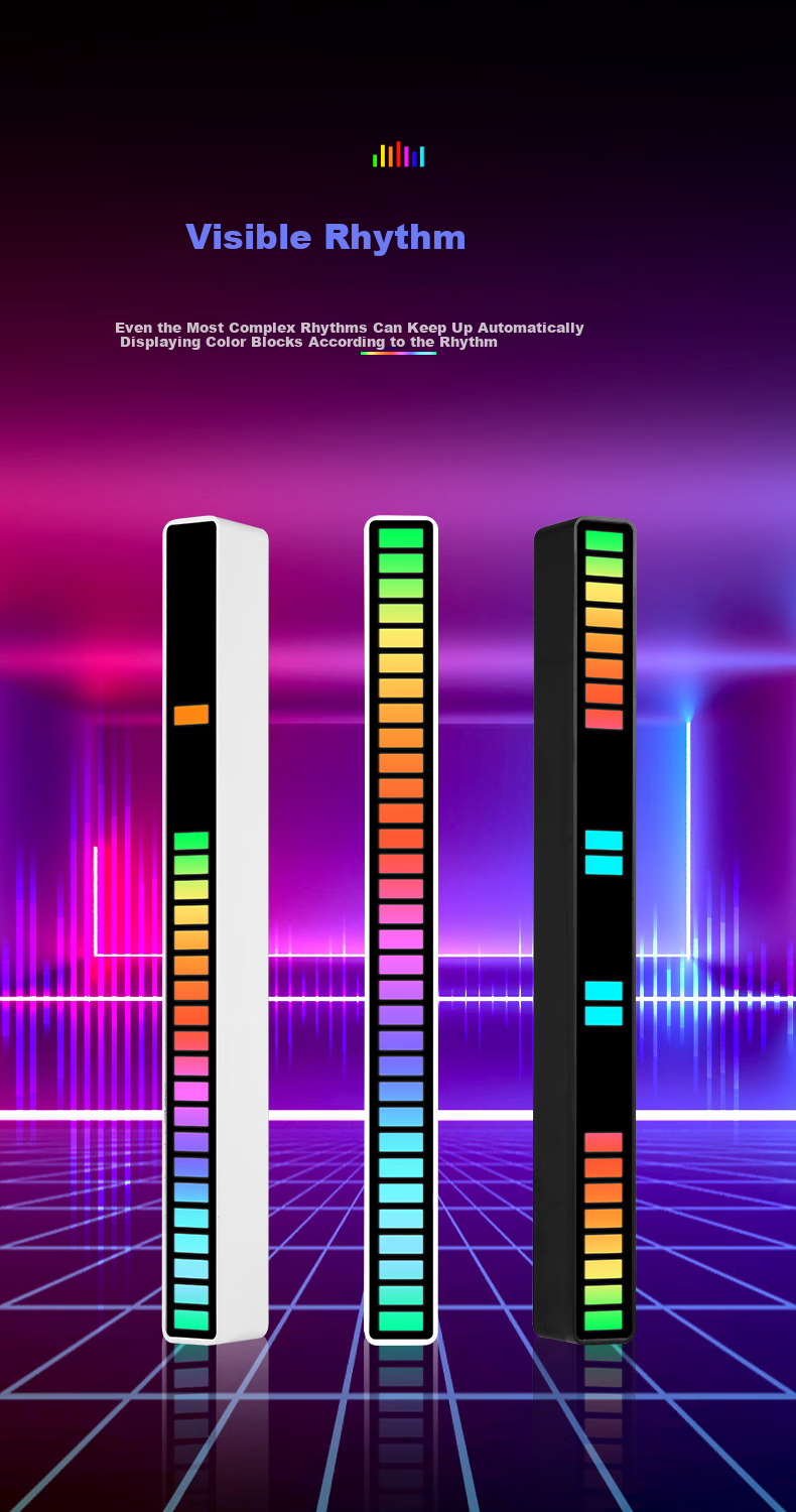 Dijialun Car Interior Ambient Light RGB Sound-Picking Car Audio-Controlled Music Rhythm Light Computer Desktop Decoration, White 5