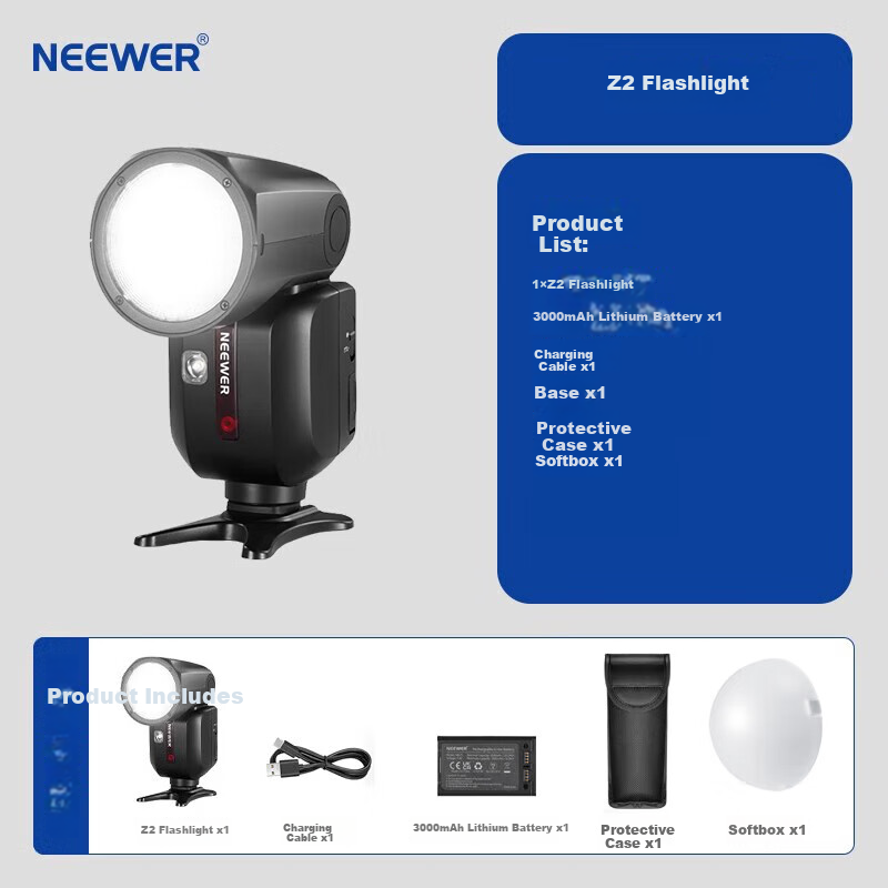 NEEWER Hot Shoe Flash Z2 Round Head Light for Canon DSLR And Mirrorless Cameras, TTL Automatic Metering, High-Speed Sync, Lithium Battery, Hot Shoe Round Head Light for Outdoor Photography with DSLR And Mirrorless Cameras