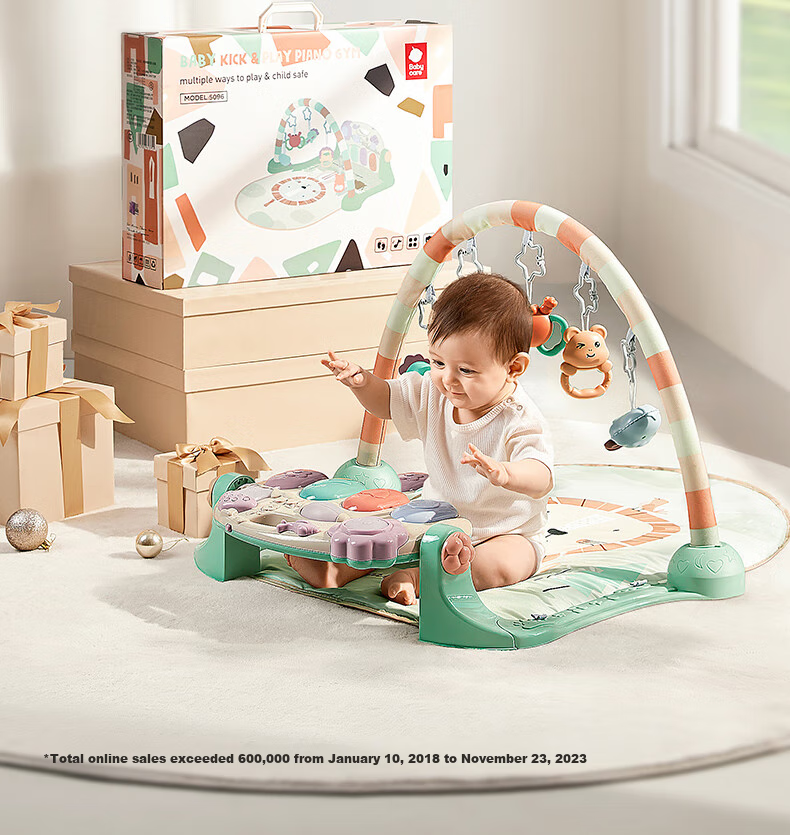 Babycare Baby Gym Foot Piano for 0-1 Year Old Newborns, Baby Welcome Gift, Infant Soothing Toy, Duobula Rabbit 3
