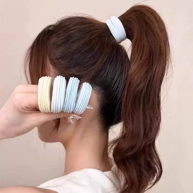 Jianyingshu Seamless Hair Ties Sea Salt Blue 10pcs Thickened Nylon High Elasticity Ponytail Hair Bands