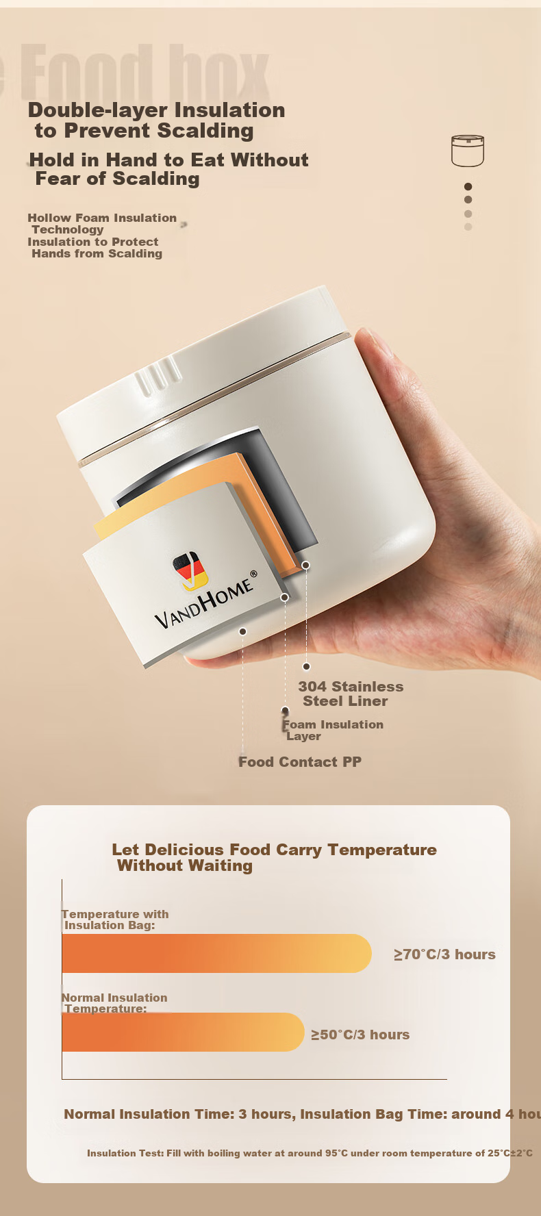 WORTHBUY 316 Stainless Steel Lunch Box with Lid and Spoon, Sealed Milk Breakfast Oatmeal Cup, Soy Milk Porridge Cup, Portable Soup Container, Yellow, Tall 4