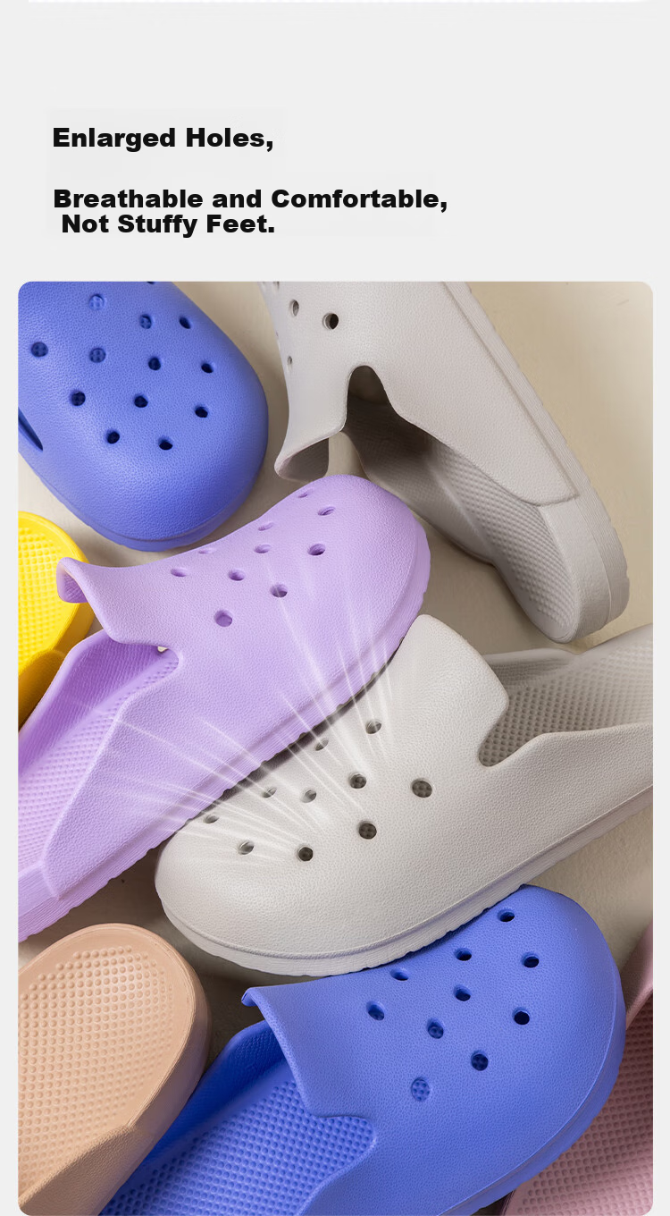 Home Story × Jingdong Co-Branded EVA Odor-Resistant Ultra-Soft Perforated Slippers for Children, Yellow, Size 31-32 3