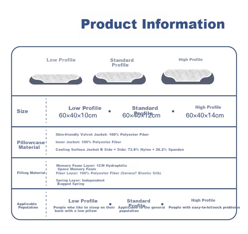 JaCe Memory Foam Pillow Spring Mattress Core Cervical Pillow Side Sleeping New Upgraded Anti-Snoring Adult-Specific Gift Box 14CM 20