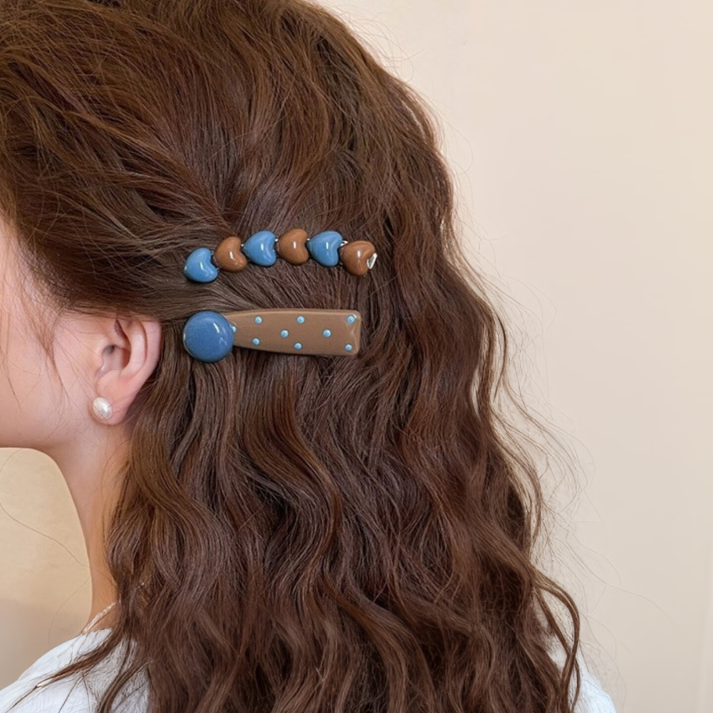 Jiaoxuefei Sea Salt Milk Coffee Heart Side Hair Clips 2 Pieces New Niche Bangs Clip Forehead Fragments Side Hairpin One-Word Clip 9