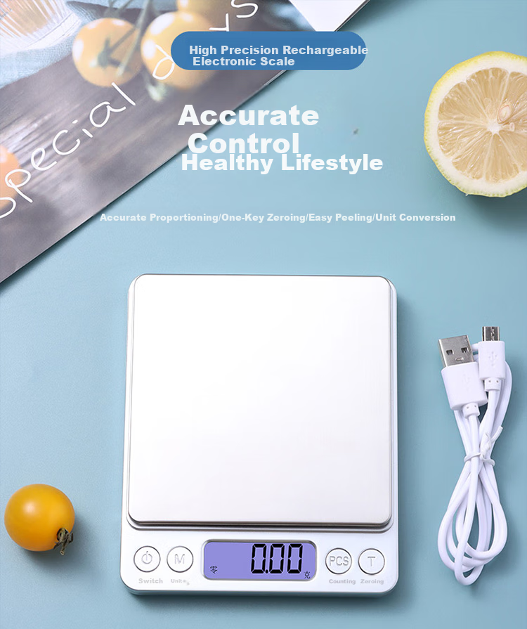 BJ Kitchen Scale, Electronic Scale, 0.01g/500g, Baking Scale, High-Precision Gram Scale, Food Scale, Tea Balance, Small Scale, Rechargeable 1