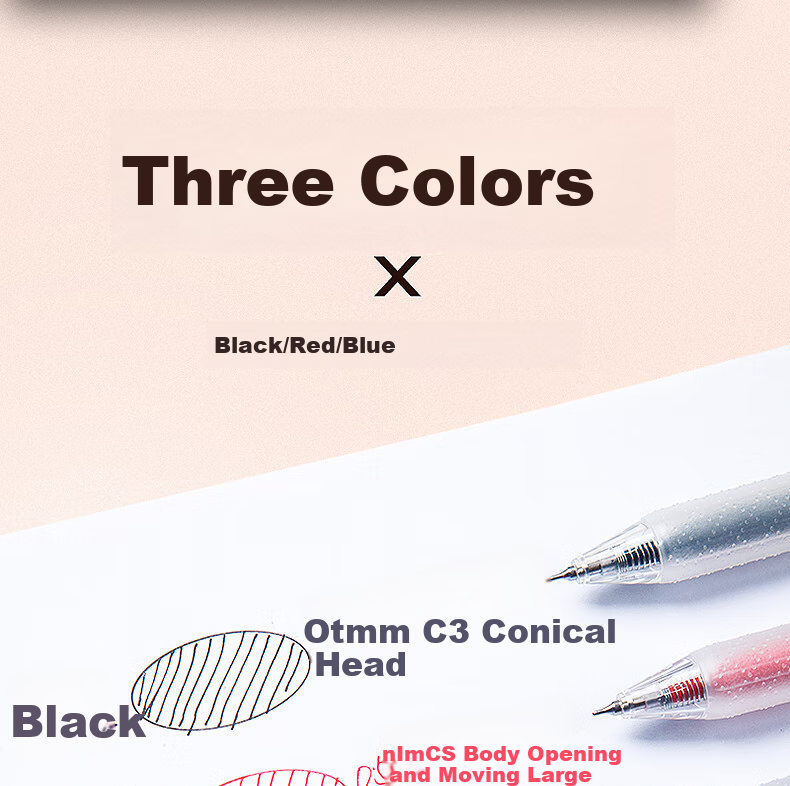 Dongmi Gel Pen, Red Ink, CS Tip, Retractable, for Exam Practice, Teacher's Marking, Large Capacity, Super Writing, High School Exam, Quick-Drying, 0.5mm, Dongmi Transparent Barrel, 3 Pcs, DM-993 10