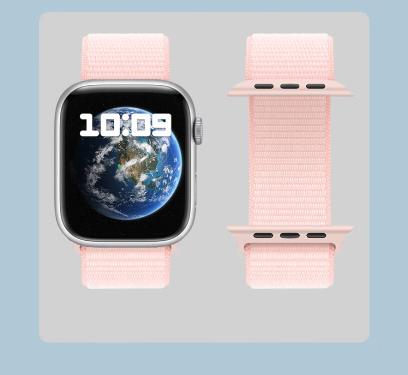 JPLAYER Apple Watch Band Compatible with Apple Watch S9/8/7/6/5/4/SE Loop Nylon Velcro Strap Lotus Pink 5