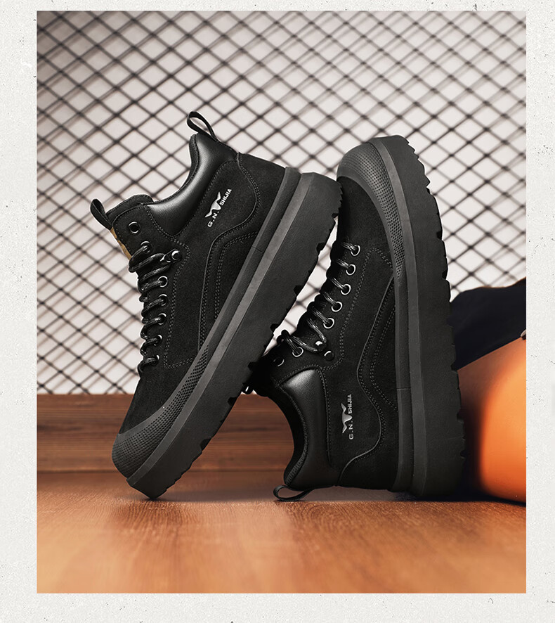 Bull Family Martin Boots Men Autumn Winter New Retro Fashion Round Toe Work Boots Outdoor Thick Sole High Top Shoes 21